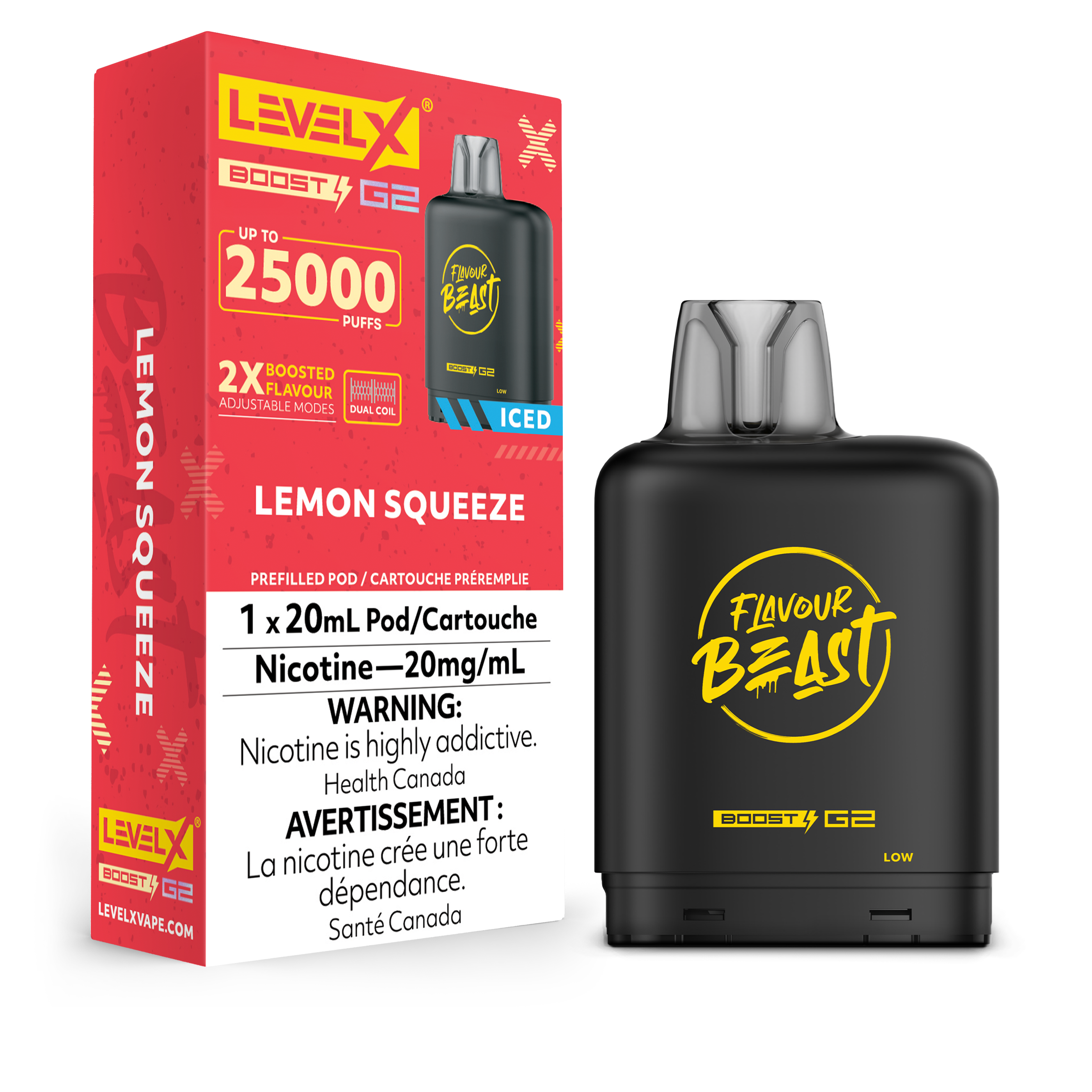 LEVEL X G2 LEMON SQUEEZE ICED BOOST FLAVOUR BEAST PODS