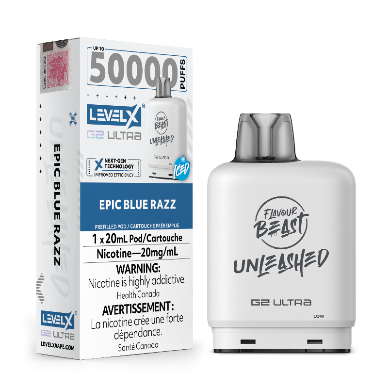 Level X G2 Ultra Pods 50k Unleashed Epic Blue Razz 50K Puffs