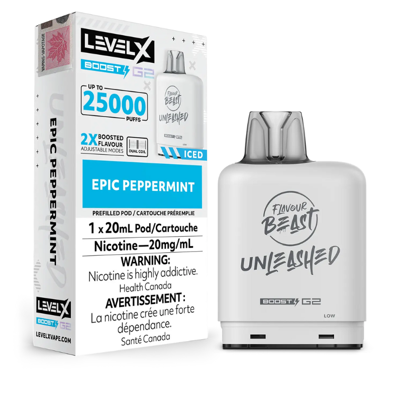 BUY LEVEL X EPIC PEPPERMINT ICED BOOST FLAVOUR BEAST PODS DISPOSABLE