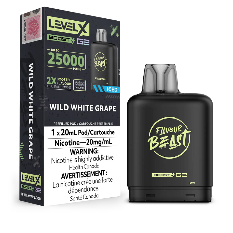 BUY LEVEL X WILD WHITE GRAPE ICED BOOST FLAVOUR BEAST PODS
