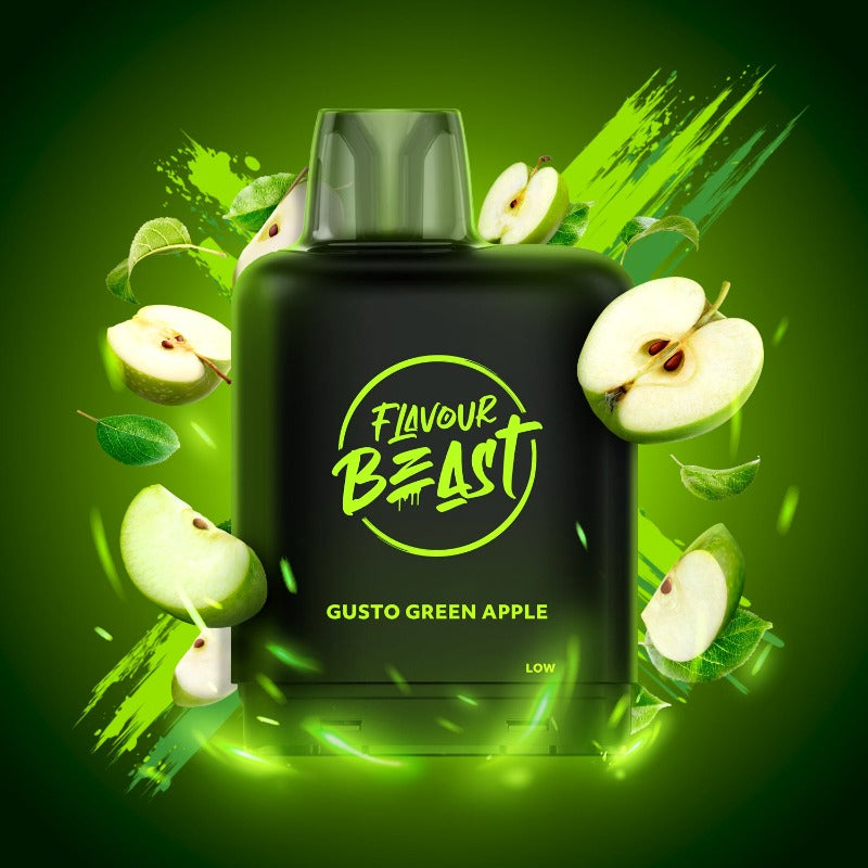GUSTO GREEN APPLE LEVEL X BOOST PODS Experience the intense flavour of tart yet sweet green apples that make a perfectly balanced puff every time.Experience heightened vaping satisfaction with the Level X Boost Flavour Beast Pods, expertly engineered to offer an unmatched hybrid vaping encounter.