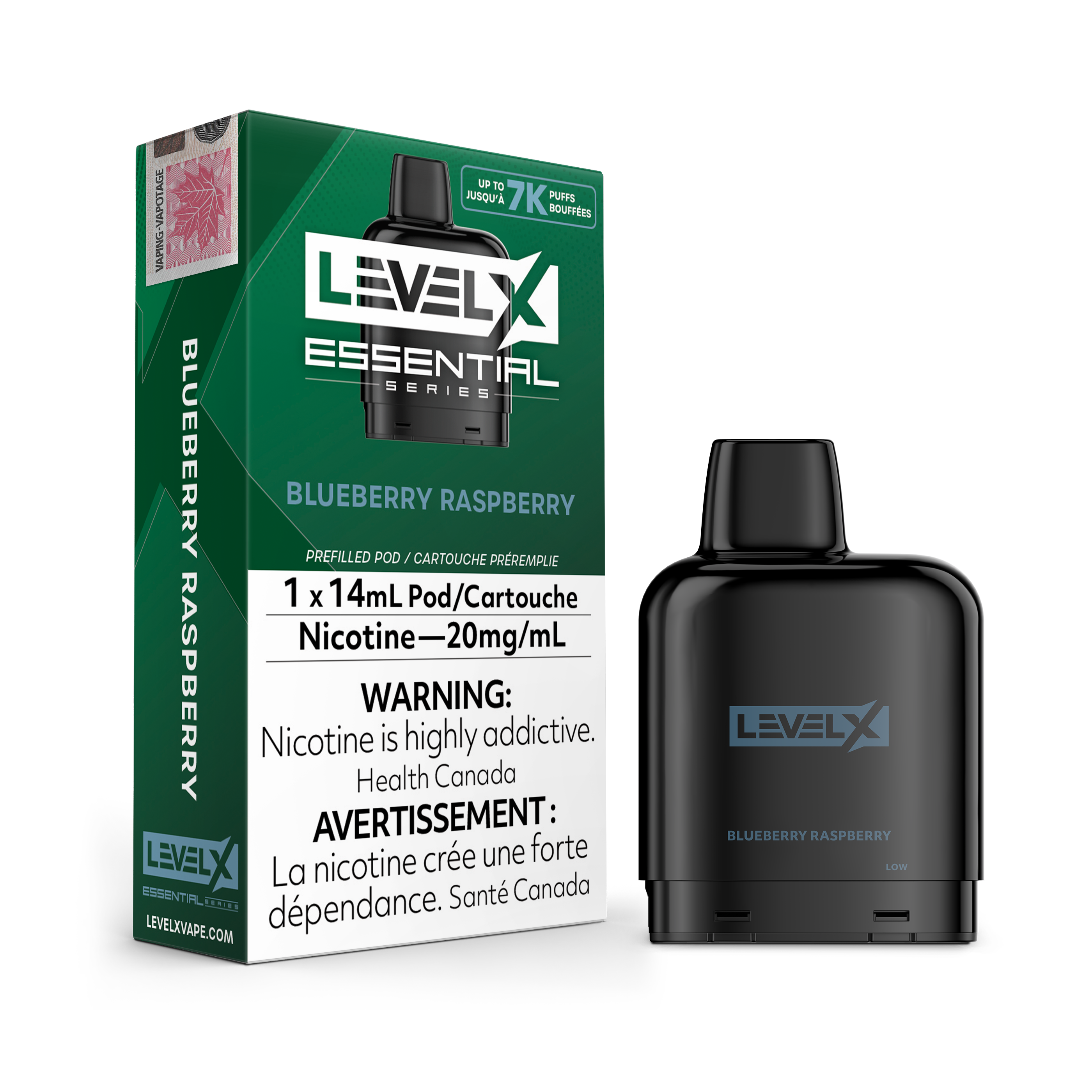 ESSENTIAL SERIES BLUEBERRY RASPBERRY ICE BY LEVEL X Experience the delightful fusion of luscious blueberries and zesty raspberries, creating a symphony of flavors that gracefully unfolds with each inhalation.