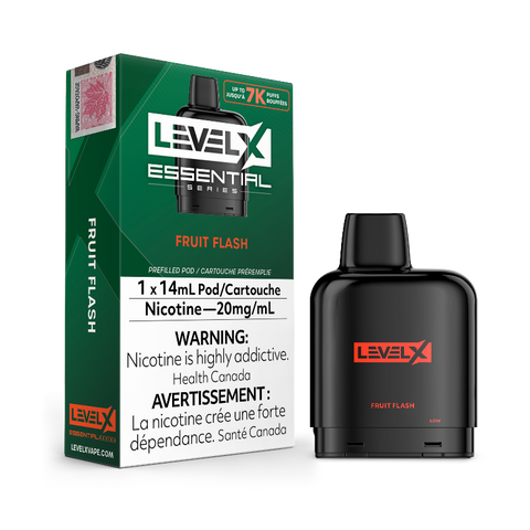 ESSENTIAL SERIES FRUIT FLASH BY LEVEL X An enchanting assortment of assorted fruits blends harmoniously to craft a lively and energetic taste experience with each inhalation.