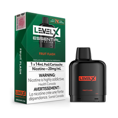 ESSENTIAL SERIES FRUIT FLASH BY LEVEL X An enchanting assortment of assorted fruits blends harmoniously to craft a lively and energetic taste experience with each inhalation.