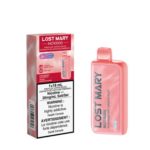 STRAWBERRY GRAPEFRUIT LOST MARY MO10000 DISPOSABLE VAPE (10000 PUFFs) – unlocking 10,000 tasty puffs, 18mL, 10 flavors, and Elf Bars advanced mesh coil for satisfying vaping!