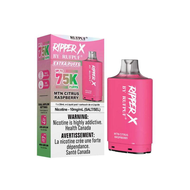 Ripper X 10mg Pods - MTN Citrus Raspberry, 75k Puffs
