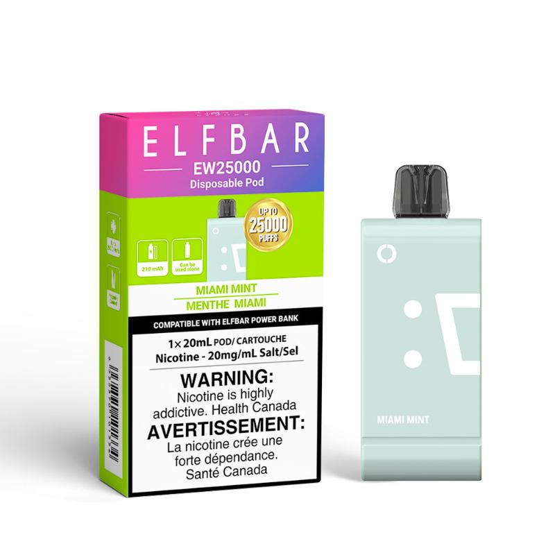 ELFBAR Miami Mint – a cool, refreshing mint flavour with a hint of sweetness, perfect for a crisp and clean vape experience POWER BANK NICOTINE