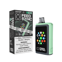 Miami Mint Feed Sync Disposable Vape - 25,000 Puffs Revitalize yourself with the crisp and refreshing taste of mint. Get ready to elevate your vaping game with the Feed Sync Disposable Vape—the world’s first smart disposable vape that’s packed with jaw-dropping features! This amazing device easily connects to both Android and Apple phones, giving you cool perks like SMS alerts, camera control, call functionality, social media updates, and even gaming.