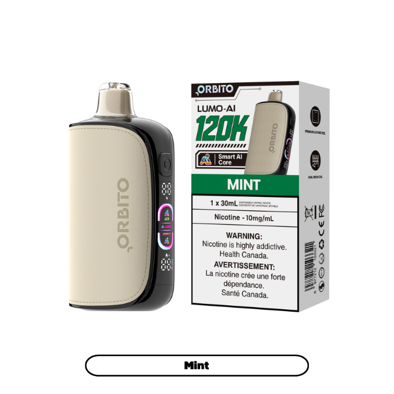 Orbito Lumo Ai 10mg Disposable Vape - Mint, 120k Puffs