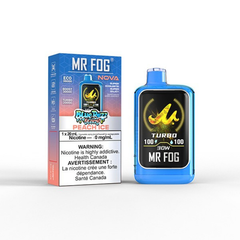 JUST IN! Nicotine free Mr Fog Nova Blue Razz Peach Ice 36000 Puffs disposable vape with type-c charging and 3 power modes. Buy now at mister vapor.