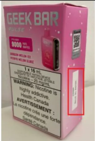 Geek Bar Pulse batch code location highlighted on product box