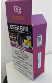 Geek Bar Pulse X batch code location highlighted on product box
