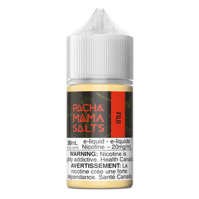 Pachamama SALTS' Fuji blend infuses succulent Fuji apples with notes of fragrant strawberries and ripe nectarines for an unforgettable vaping experience. NOT intended for use in Sub-Ohm Tank systems. SALT NICS are intended for small form factor, fillable pod systems. Ensure your customers are properly informed as Nicotine Salt E-Liquid contain significantly higher levels of nicotine per 