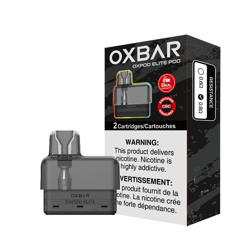 Oxbar Oxpod 8mL Replacement Pods: 2-pack, Unione Hyper Coil, perfect fit for Oxpod Elite. Refillable and efficient for smooth vaping performance.