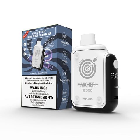 VAPMOD Archer is a 12000 puffs disposable vape which give you a feel of 5% nic level vapes and with its Jump mode with holding the button while taking a hit will switch the wattage to 24W which will provide the customers with more intense flavour.