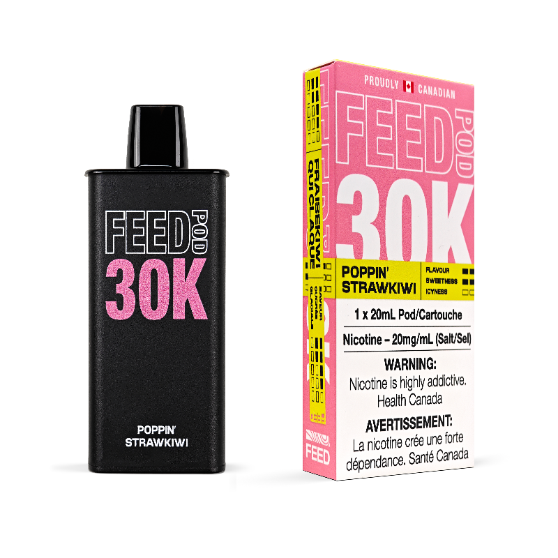 Poppin' StrawKiwi 20MG FEED 30K Prefilled Pod