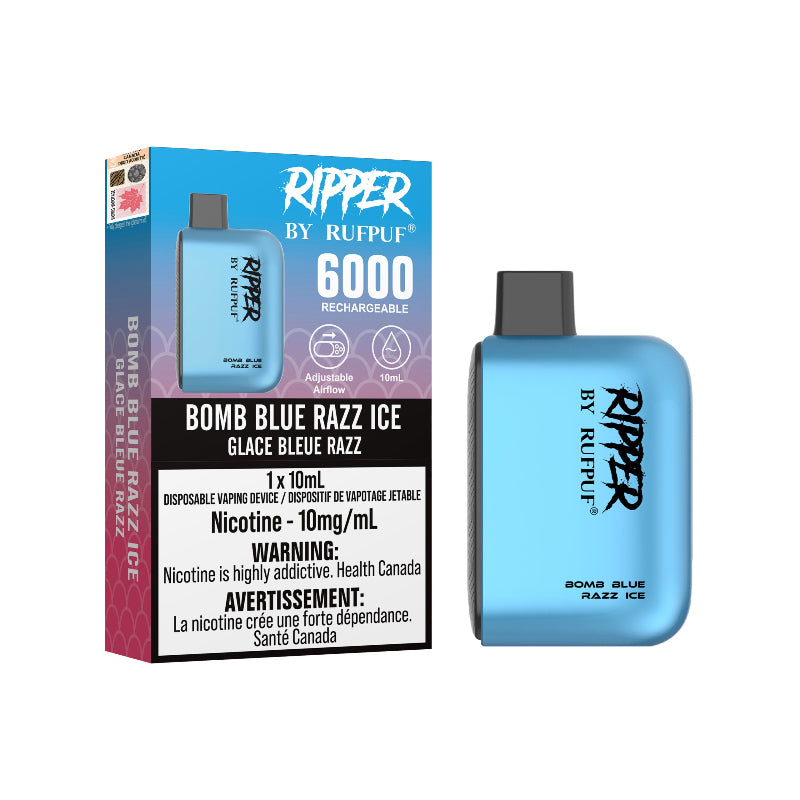 Bomb Blue Razz Ice 10MG Ripper 6000 Disposable Vape