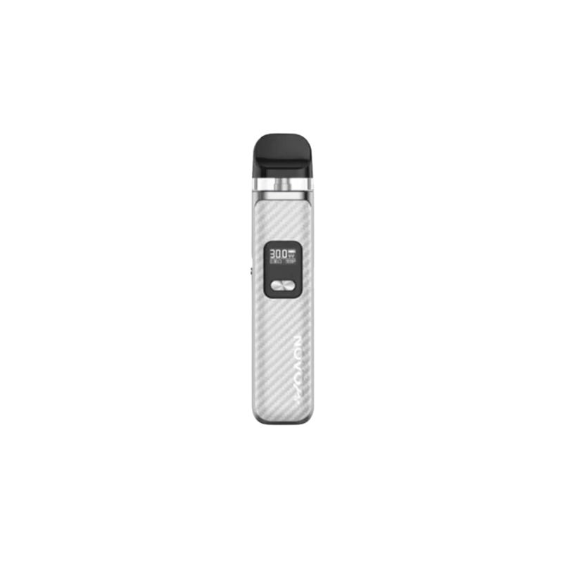 #1. Check out the latest kit release from Smok, the Smok Novo Pro Pod Kit. This innovative vaping device is compatible with all Novo/Novo 2/Novo 2x pods with a power range of 5W-30W, and OLED screen. SILVER CARBON FIBER