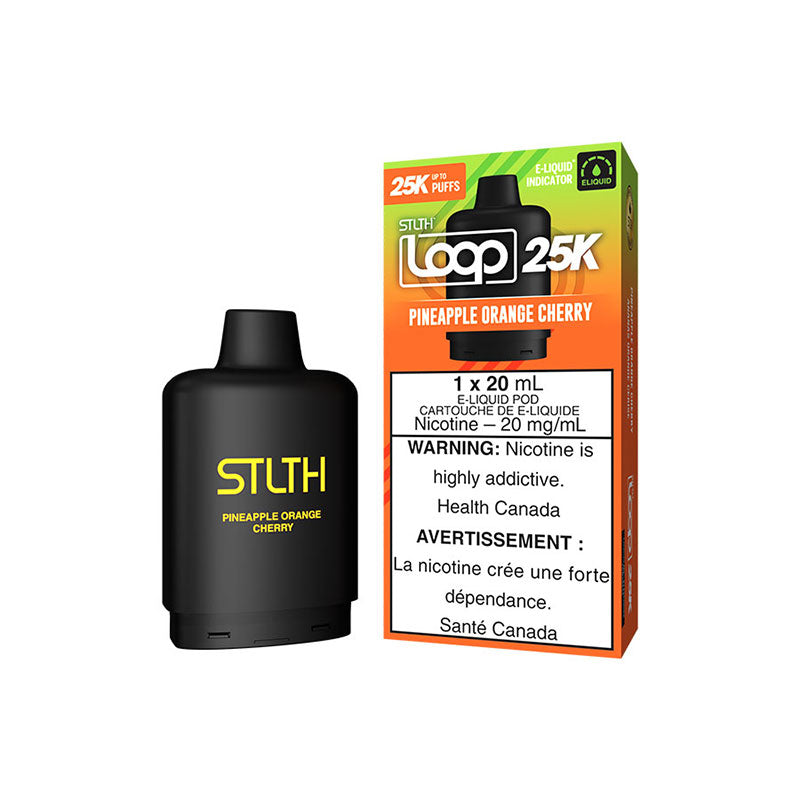 PINEAPPLE ORANGE CHERRY STLTH LOOP 25K Pods – Long-Lasting Vaping with 25,000 Puffs!

Flavour: blends the juiciest pineapples with the zesty zing of fresh oranges, topped off with the sweet, luscious taste of cherries.