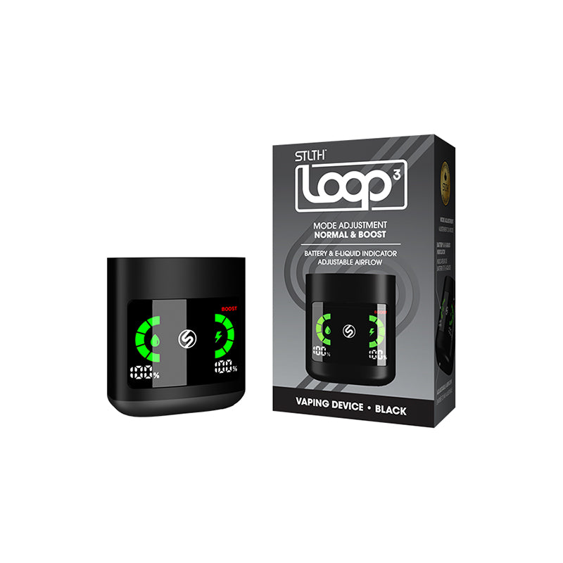 LOOP 3 DEVICE BY STLTH- For closed pod system, packing 1000mAh battery, type- c rechargeable, Compatible with STLTH Loop pods, Battery & e-liquid indicator. Buy now!.  