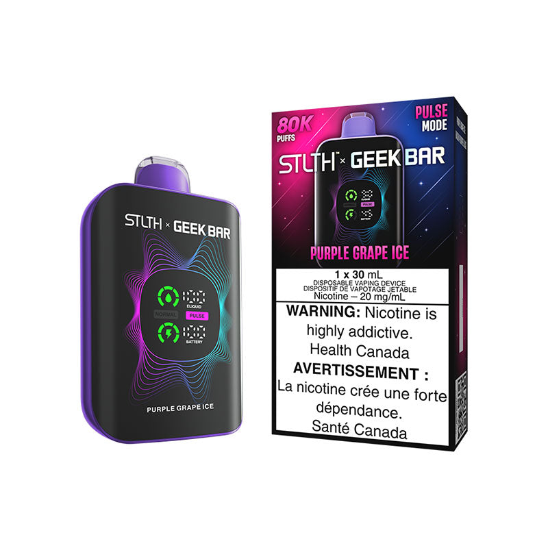 STLTH X GEEKBAR Purple Grape Ice 80K Disposable Vape, 30mL