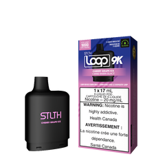 CHERRY GRAPE ICE STLTH LOOP 9K POD Delight in sweet cherries and zesty grapes with a icy blend for a refreshing sensation Representing the pinnacle of excellence in the vaping realm, STLTH Loop 9K Pod boasts an impressive 17ML e-liquid capacity, providing an astonishing 9000 puffs per pod.