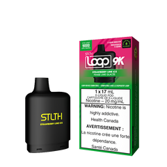 STRAWBERRY LIME ICE STLTH LOOP 9K POD Indulge in refreshing strawberries with a hint of citrus limes with a icy pull making it a frosty blend Representing the pinnacle of excellence in the vaping realm, STLTH Loop 9K Pod boasts an impressive 17ML e-liquid capacity, providing an astonishing 9000 puffs per pod.