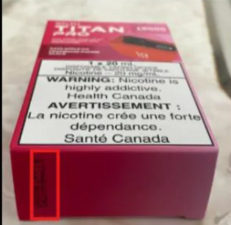 STLTH Titan Pro batch code location highlighted on product box