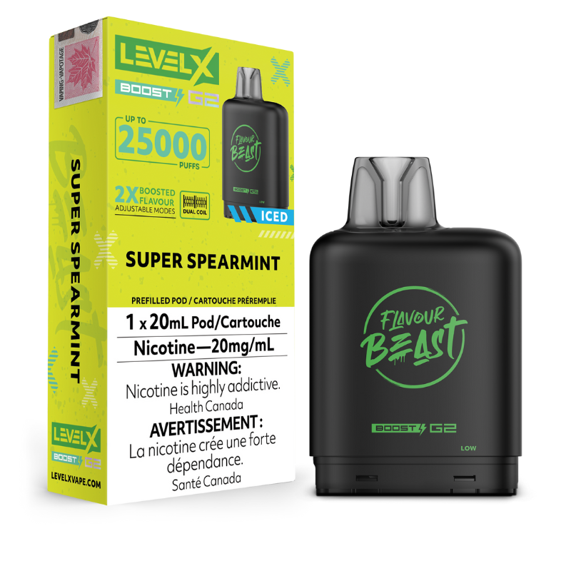 SUPER SPEARMINT ICED LEVEL X BOOST POD

This flavour is a superstar! The sweet and slightly sharp minty taste is sure to lend an unexpected twist. Super cool and madly refreshing.