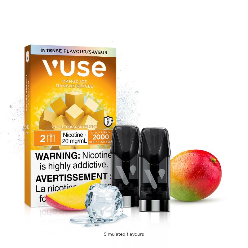 MANGO ICE Ripe mango flavour with an icy cool twist Coming in a pack of 2 pods, each pod has 1.8mLs of delicious e-liquid. Available in (18 mg), Same-day or Next-day delivery within the zone and express shipping GTA, Oakville, Aurora, Pickering, Ajax, Whitby, Oshawa, Scarborough, Brampton, Etobicoke, Mississauga, Markham, Richmond Hill, Ottawa, Montreal, Nova Scotia, PEI, Vancouver,  Vaughan, Toronto, York, North York, London, Kingston, Burlington, Hamilton, Quebec City, Halifax, St. John's, Fredericton, On