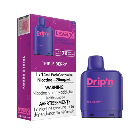 BUY LEVEL X DRIP'N BY ENVI TRIPLE BERRY POD 7k AT MISTER VAPOR OTTAWA WITH SAME DAY DELIVERY IN ZONE