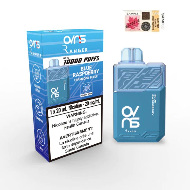 Experience the ultimate vaping experience with OVNS Ranger Blue Raspberry Disposable Vape. With its sweet and succulent flavor, you'll enjoy a satin-smooth sensation with every puff. Enjoy up to 10,000 puffs and let the Ranger take you to a higher level of vaping.
