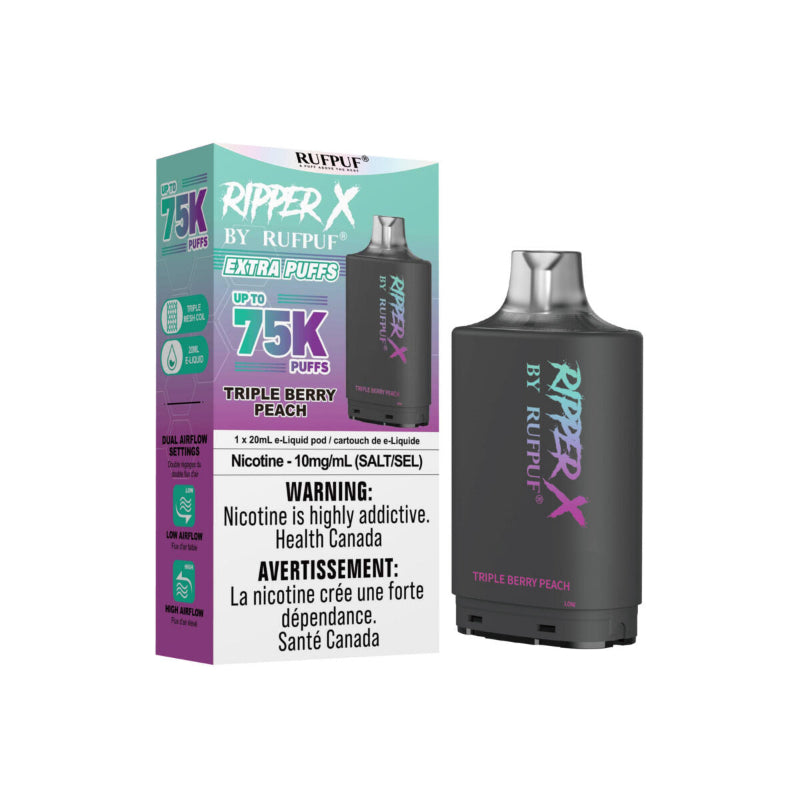 Ripper X 10mg Pods - Triple Berry Peach, 75k Puffs