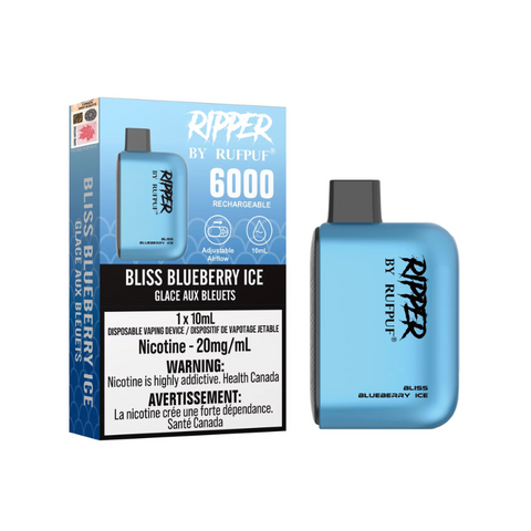 THE BEST ONLINE VAPE SHOP! RIPPER 6000 BLISS BLUEBERRY ICE DISPOSABLE VAPE AT MISTER VAPOR CANADA