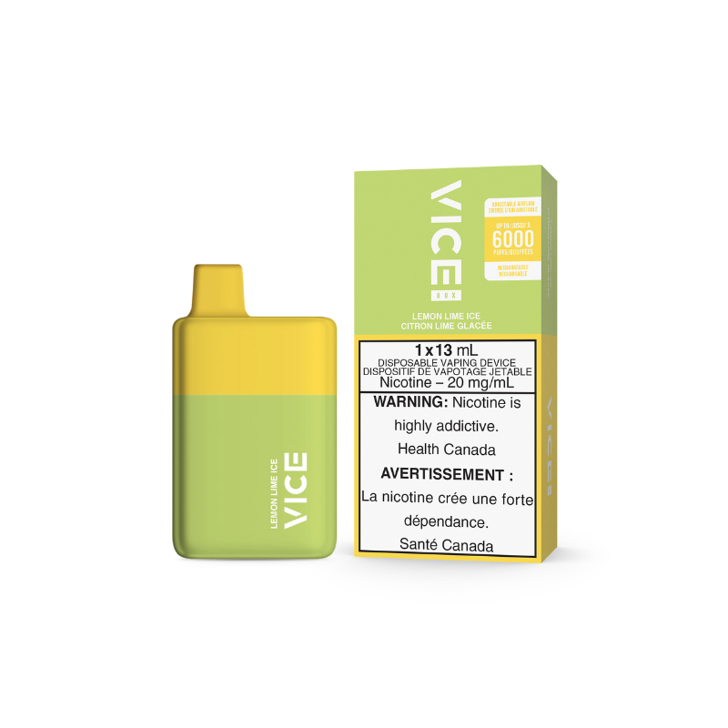 BEST RATED VICE BOX LEMON LIME ICE DISPOSABLE VAPE RECHARGABLE (6000 PUFF) MISTER VAPOR CANADA TORONTO, BURLINGTON