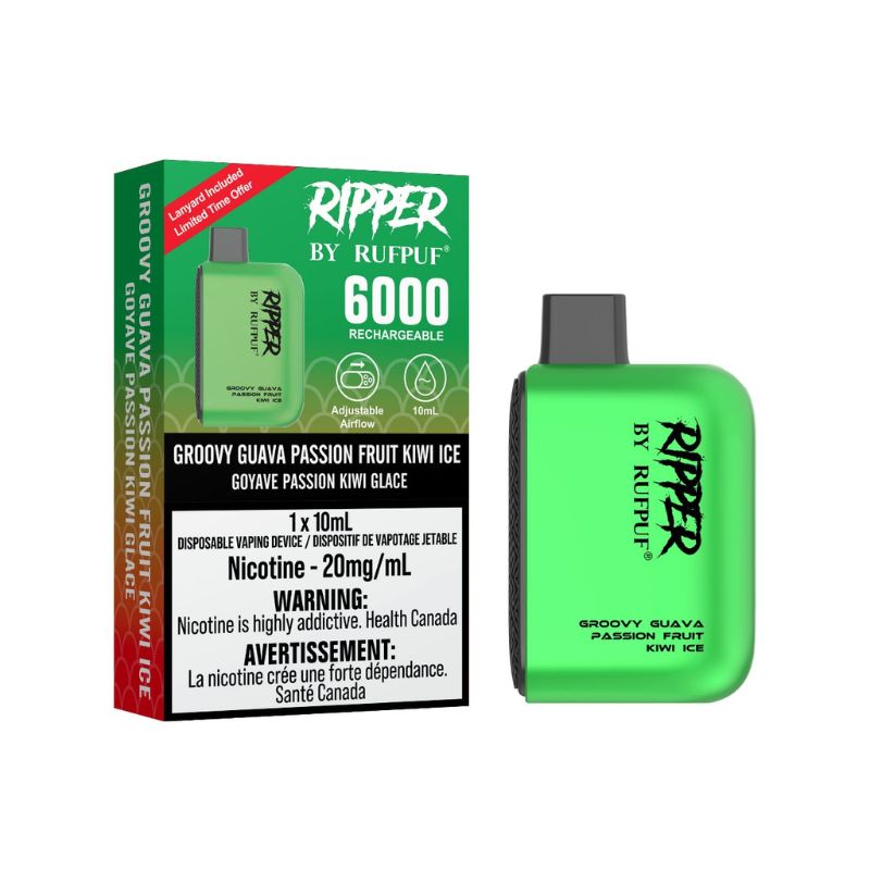 RIPPER 6000 GROOVY GUAVA PASSION FRUIT KIWI ICE DISPOSABLE VAPE