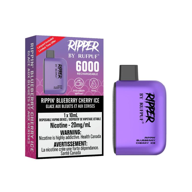 RIPPER 6000 RIPPIN BLUEBERRY CHERRY ICE DISPOSABLE VAPE