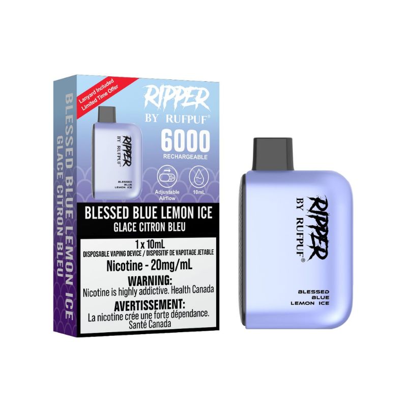 BUY RIPPER 6000 BLESSED BLUE LEMON ICE DISPOSABLE VAPE AT MISTER VAPOR CANADA