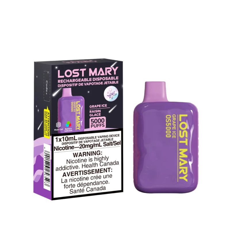 BEST REVIEW LOST MARY GRAPE ICE DISPOSABLE VAPE AT MISTER VAPOR (MR.VAPOR) CANADA
