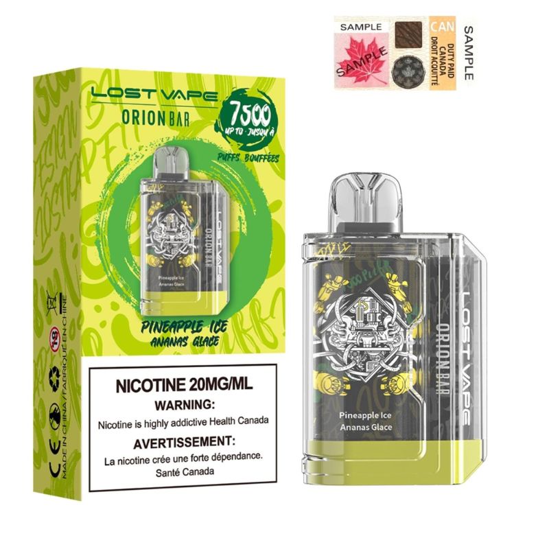 BEST RANKED LOST VAPE ORION BAR PINEAPPLE ICE DISPOSABLE at Mister Vapor Canada