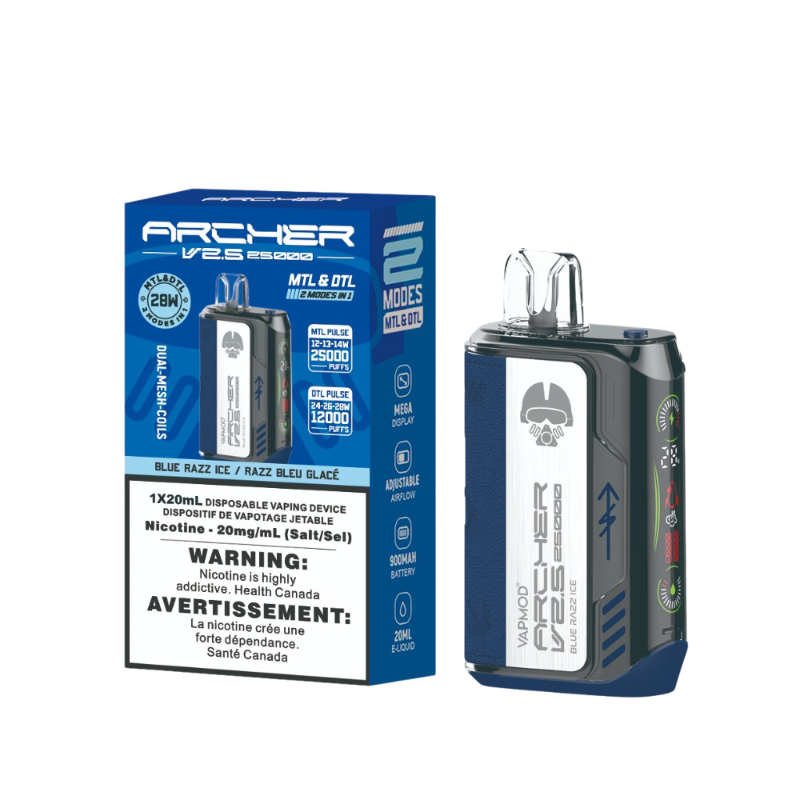 BUY ARCHER VAPMOD 25k BLUE RAZZ ICE DISPOSABLE VAPE MISTER VAPOR CANADA