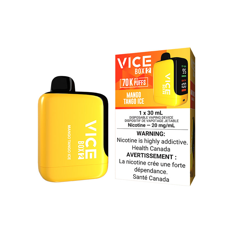 MANGO TANGO ICE VICE BOX 2 70K DISPOSABLE VAPE: 70000 puffs, 30mL e-liquid capacity, Adjustable airflow and battery & E-liquid indicator. Buy now at MV