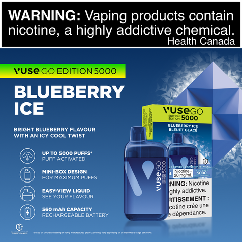 1. BEST VAPE STORE VUSE GO EDITION 5000 BLUEBERRY ICE DISPOSABLE AT MISTER VAPOR (MR.VAPOR) CANADA
