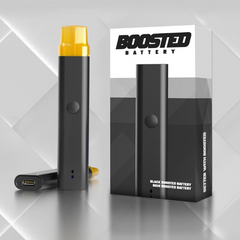 Upgrade your vape with the Boosted Battery—sleek Jet Black design, 400mAh power, 400+ puffs per charge, and smooth airflow. Perfect for Boosted Pods!