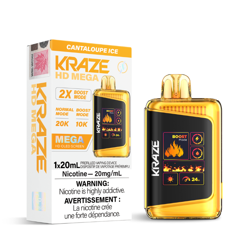 BUY KRAZE HD MEGA CANTALOUPE ICE (20k PUFFs) DISPOSABLE VAPE MISTER VAPOR