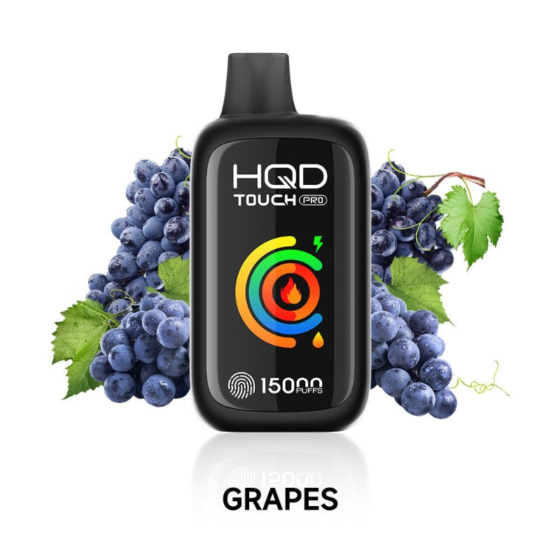 GRAPES HQD TOUCH PRO (15000 PUFFs) DISPOSABLE Take your taste buds on a journey with the mix of green and purple grapes. Introducing HQD's newest advancement: the Touch Pro, Canada's groundbreaking full-screen disposable vape. With its sleek design and touch sensor technology, it delivers a contemporary vaping experience.