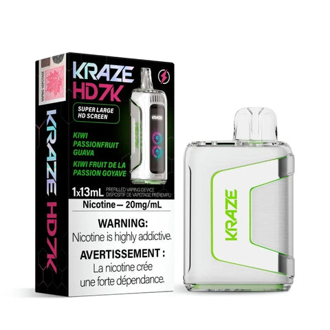 TOP RATED VAPE STORE NOW CARRYING KRAZE HD KIWI PASSIONFRUIT GUAVA DISPOSABLE (7000 PUFFS) AT MISTER VAPOR ONTARIO CANADA