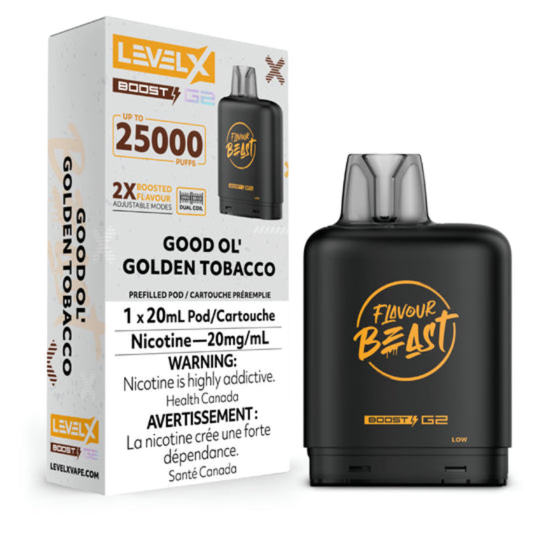 Level X G2 Good Ol' Golden Tobacco Boost Flavour Beast Pods
