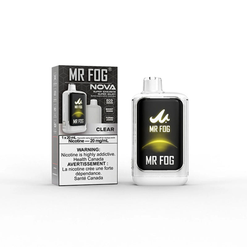 NOW AVAILABLE !! MR FOG NOVA CLEAR 36000 puffs disposable with type-c charging and Turbo mode. Buy now at Mister Vapor.