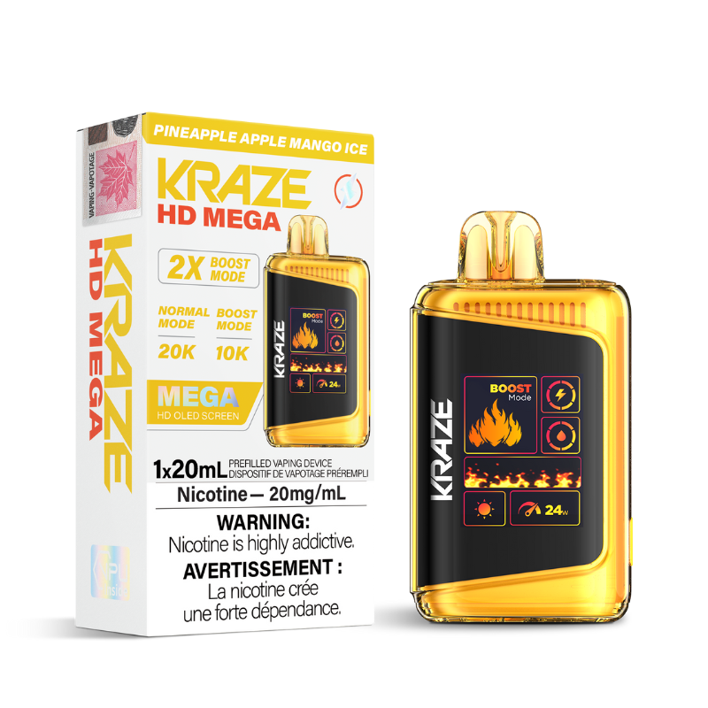 BUY KRAZE HD MEGA PINEAPPLE APPLE MANGO ICE (20k PUFFs) DISPOSABLE VAPE AT MR. V